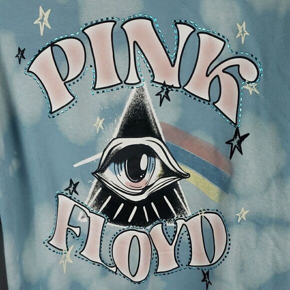 Pink Floyd Women's Small Blue Tie-Dye Sweatshirt - Picture 2 of 7